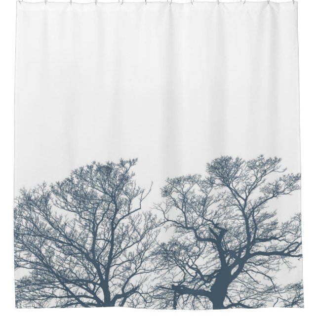 Blauer Bottom Trees Tropical Boho Duschvorhang (Vorderseite)