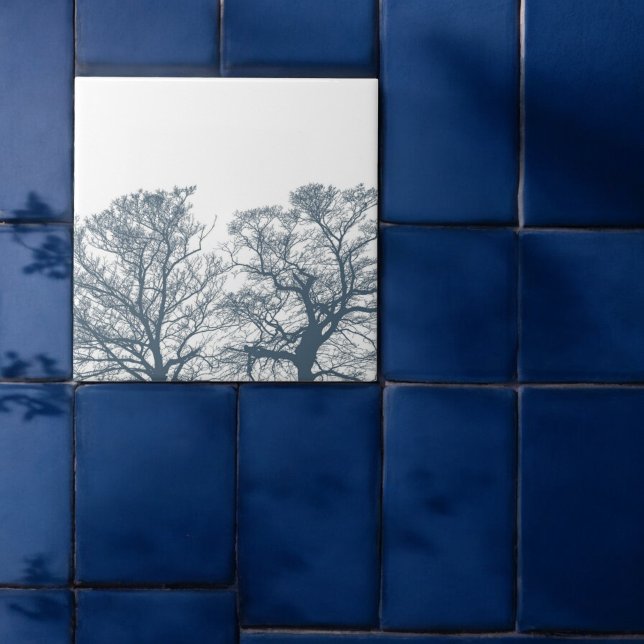 Blauer Bottom Trees Tropical Boho Fliese (Von Creator hochgeladen)