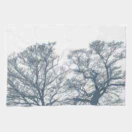 Blauer Bottom Trees Tropical Boho Geschirrtuch