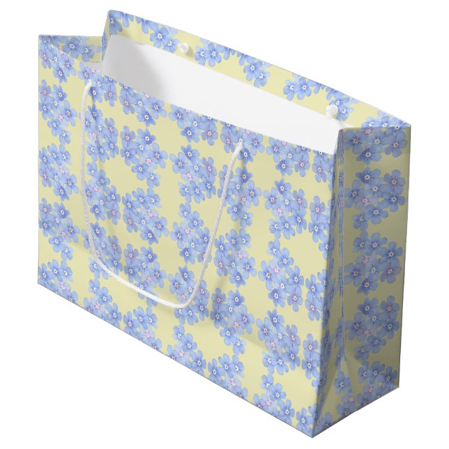 Blauer Bouquets Große Geschenktüte (Vorderseite Schrägansicht)