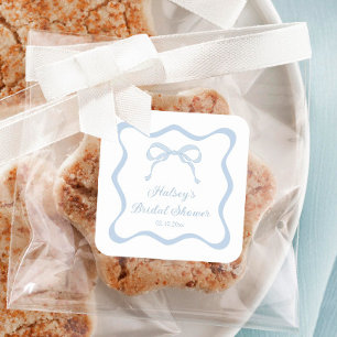 Blauer Bow verbindet das Brautparty des Knotens Quadratischer Aufkleber