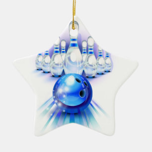 Blauer Bowling Keramikornament