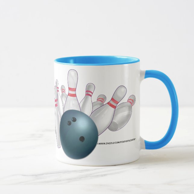 Blauer Bowlings-Ball-personalisiertes Party Tasse (Rechts)
