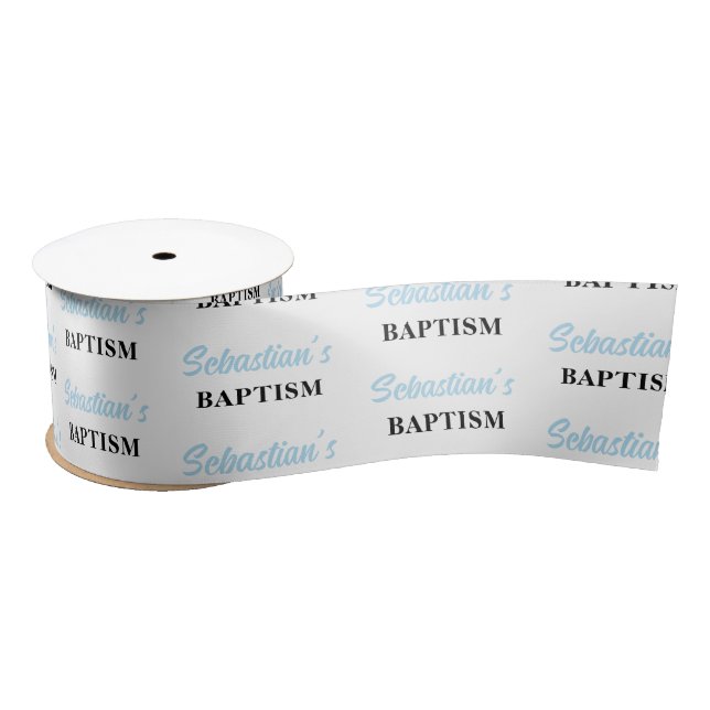 Blauer Boy Bloral Taufe Satinband (Spule)