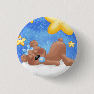 Blauer Braunbär Button