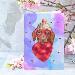 Blauer brauner Dachshund Valentinstag Geschenk Hun Karte