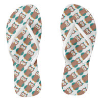 Blauer brauner Owl Muster Bird Print Owps Flip Flo