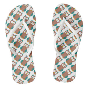 Blauer brauner Owl Muster Bird Print Owps Flip Flo Flops