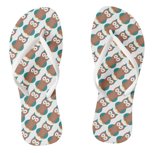 Blauer brauner Owl Muster Bird Print Owps Flip Flo Flops (Fußbett)