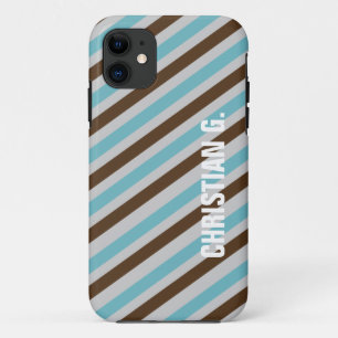 Blauer brauner Streifen individuelle Name persönli Case-Mate iPhone Hülle