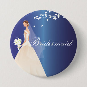 Blauer Braut-Brautjungfern-Braut-Party-Knopf Button