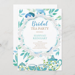 Blauer Brautparty Tee Party Einladung