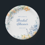 Blauer Brautparty und Zitrusfrüchte Tee Party Pappteller<br><div class="desc">Lassen Sie sich in einen eleganten Garten mit unseren eleganten Tee-Party-Tellern aus Blauer Flora und Zitrusfrüchte-Brautparty begeben, bei denen Raffinesse den erfrischenden Charme der zitrusischen Freude widerspiegelt. Dieses Design verbindet nahtlos die beruhigenden Blautöne mit der lebendigen Energie gelber Zitronen, um ein Ambiente reiner Raffinesse zu schaffen. Dieses Stück enthält zarte...</div>