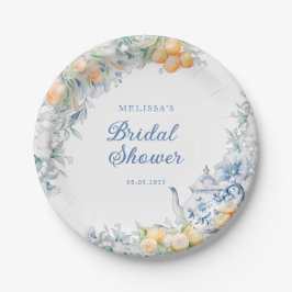 Blauer Brautparty und Zitrusfrüchte Tee Party Pappteller