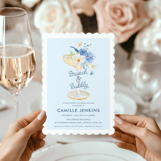 Blauer Brunch und Bubbly Bridal Einladung (Blue Brunch and Bubbly Bridal Shower invitation)