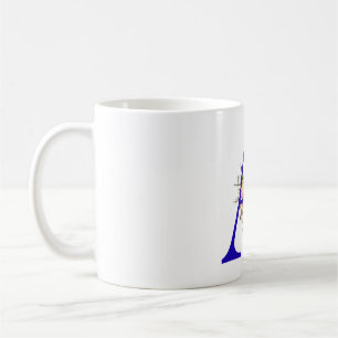 Blauer Buchstabe A mit Wasserfarben-Blumendesign-M Kaffeetasse