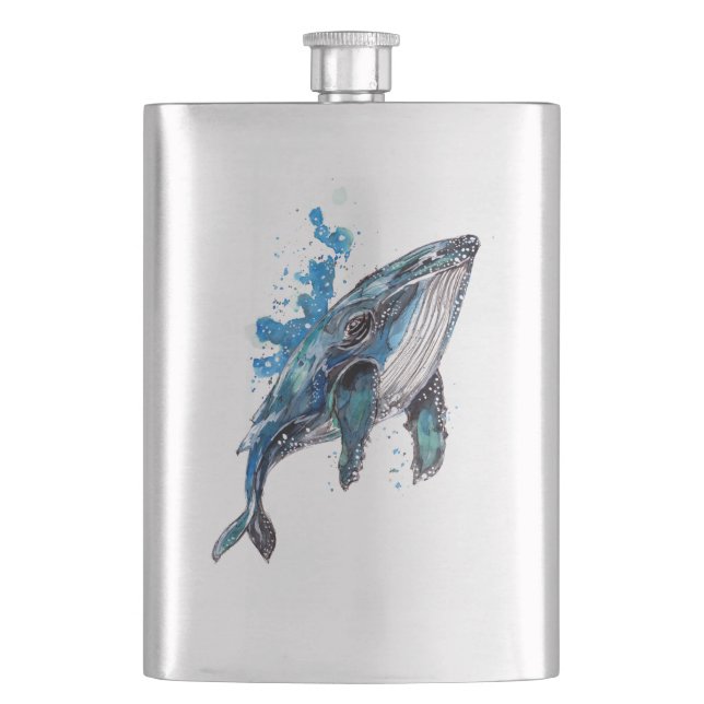 Blauer Buckelwal Flachmann (Vorderseite)