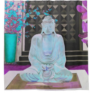 Blauer Buddha-Duschvorhang Duschvorhang