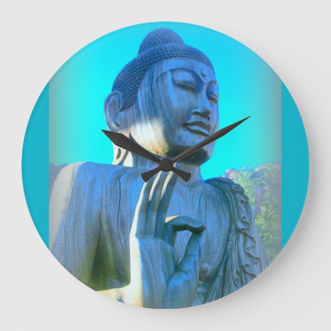 blauer Buddha Große Wanduhr (Vorderseite)