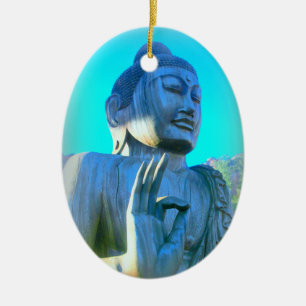 Blauer Buddha Keramikornament