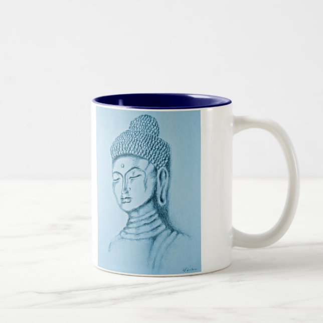 Blauer Buddha/Namaste Zwei-Ton Tasse (Rechts)