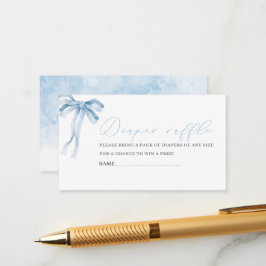 Blauer Bugband Babydusche Windelraf Begleitkarte