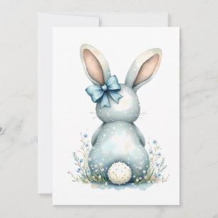 Blauer Bunny Schwanz Kaninchen Osterhase mit Eiern Einladung
