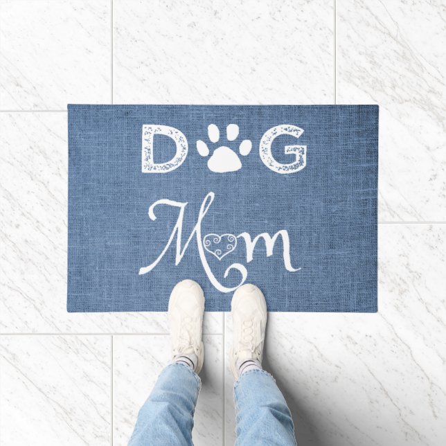 Blauer Burlap Hund Mama Door Mat Fußmatte (Indoor)