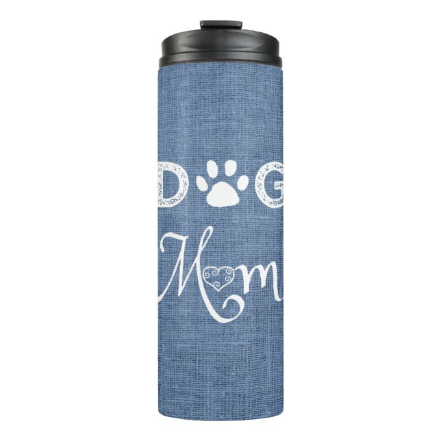 Blauer Burlap Hund Mama Thermal Tumbler Thermosbecher (Vorderseite)