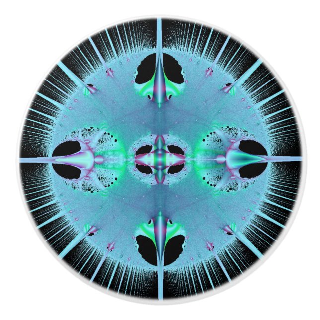 Blauer Burst Fraktal Schublade und Kabinentasten Keramikknauf (Vorderseite)