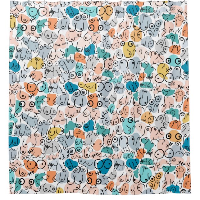 Blauer Bust Duschvorhang (Vorderseite)