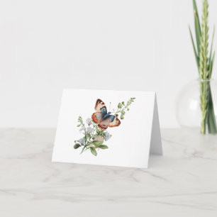 Blauer Butterfly mit Blume Stem BLANK Karte