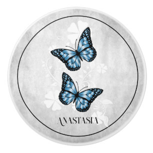 Blauer Butterfly Personalisierte Keramik Knochen Keramikknauf