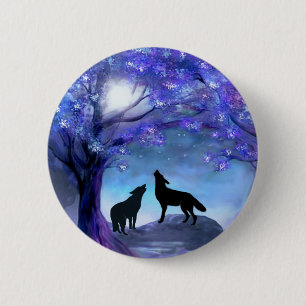 Blauer Button für Wolf Wölfe Wildtiere