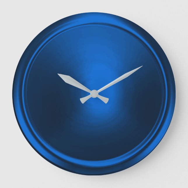 Blauer Button Große Wanduhr (Vorderseite)