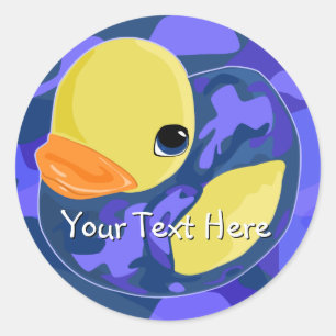Blauer Camouflage-Gummi Ducky Runder Aufkleber