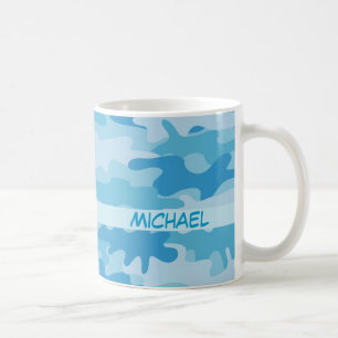 Blauer Camouflage-Tarnungs-Name personalisiert Tasse