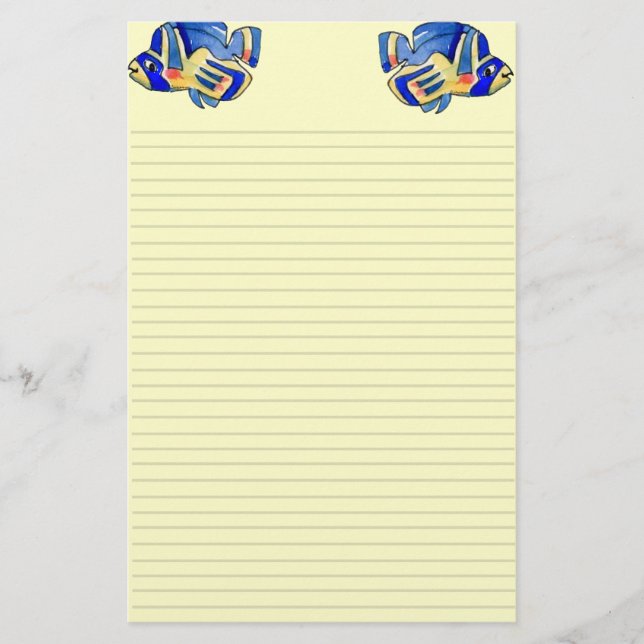 Blauer Cartoon Butterfly Fisch Briefpapier (Vorderseite)