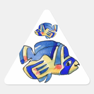 Blauer Cartoon Butterfly Fisch Dreieckiger Aufkleber