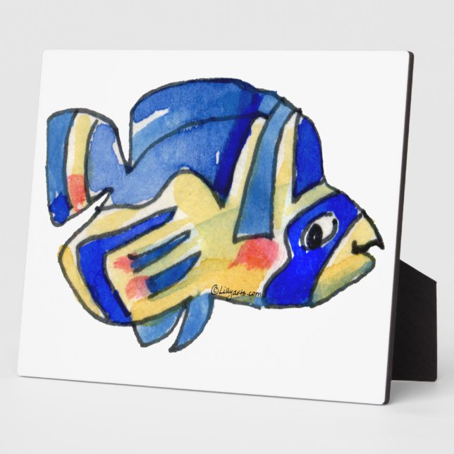 Blauer Cartoon Butterfly Fisch Fotoplatte (Seite)