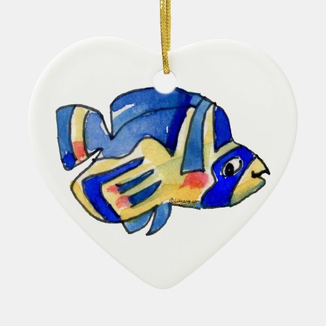 Blauer Cartoon Butterfly Fisch Keramikornament (Vorne)