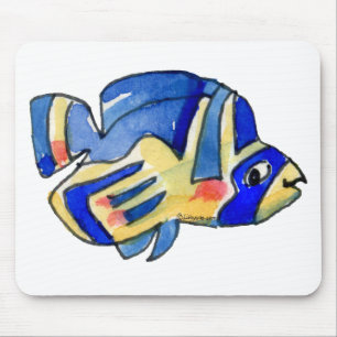Blauer Cartoon Butterfly Fisch Mousepad