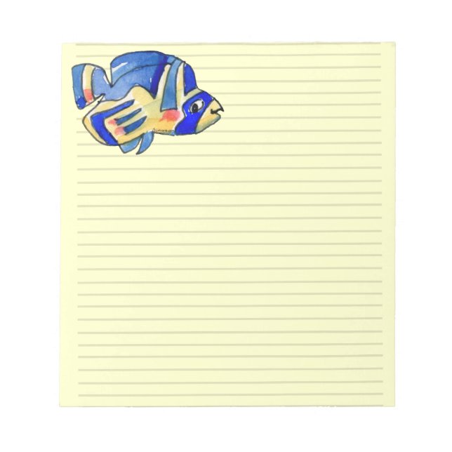 Blauer Cartoon Butterfly Fisch Notizblock (Vorderseite)