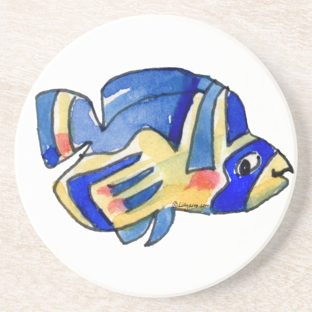 Blauer Cartoon Butterfly Fisch Untersetzer (Vorne)