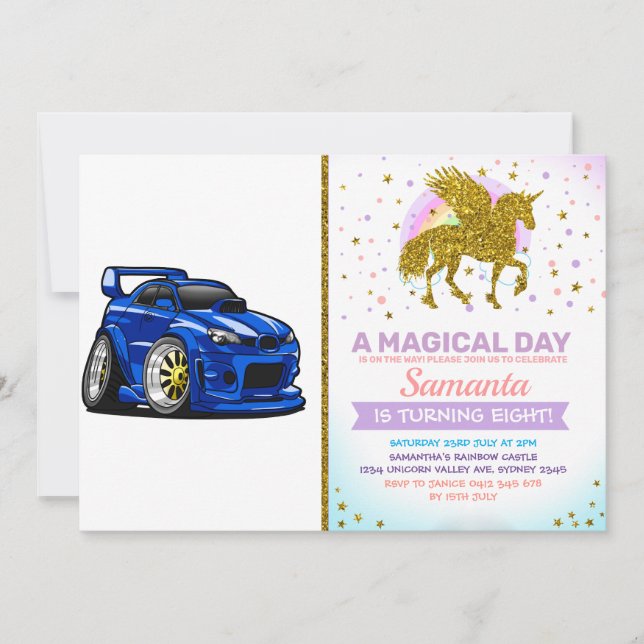 Blauer Cartoon für die Fahrzeuggeschwindigkeit - F Einladung (Vorderseite)