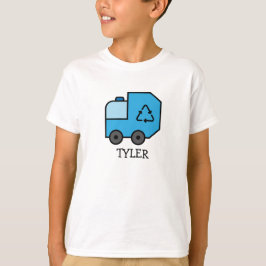 Blauer Cartoon Garbage/Gerecycelt LKW mit Kinderna T-Shirt