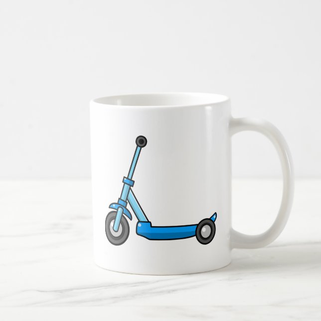 Blauer Cartoon-Tritt-/Stoß-Roller Kaffeetasse (Rechts)