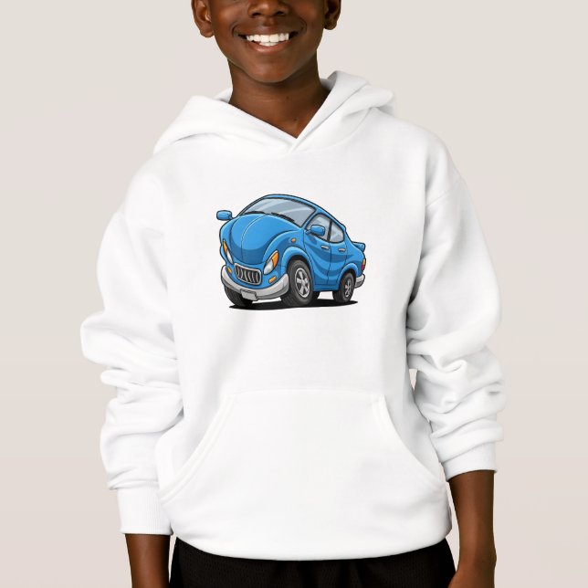 Blauer Cartoon-Wagen Hoodie (Vorderseite)