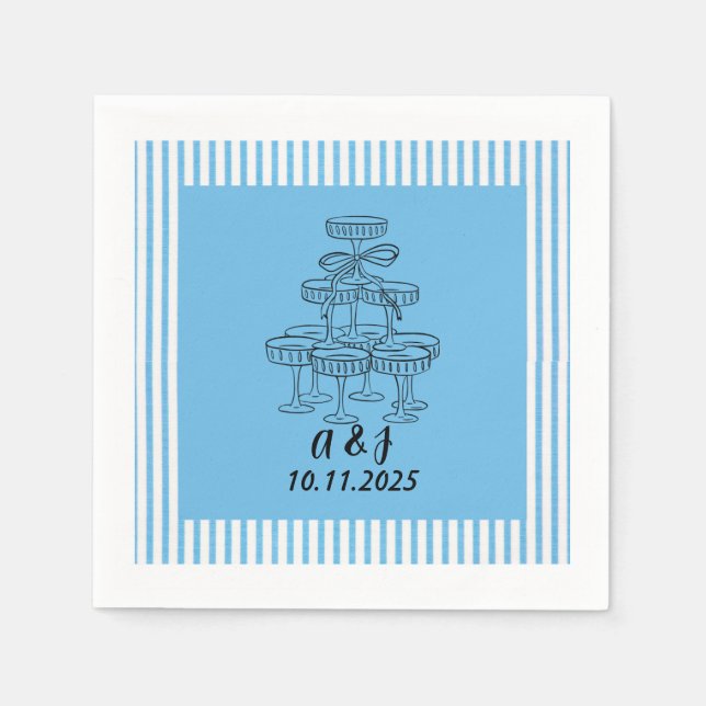 Blauer Champagner-Tower Serviette (Vorderseite)