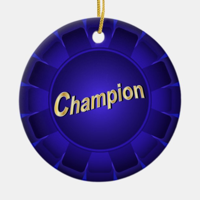 Blauer Champion von Ribbon, um sich anzupassen Keramikornament (Vorne)